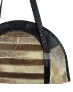 Hair-On Cowhide Striped Half-Moon Bag - Image 8