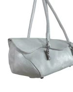 Y2K Minimalist White Genuine Leather Shoulder Bag - Image 3