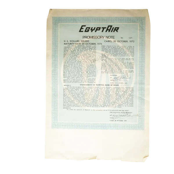 Egyptair Promissory Note 100000 USD
