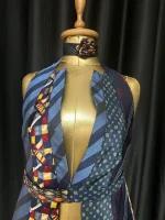 Handmade Upcycled Tie Halter Vest Top & Choker - Image 2