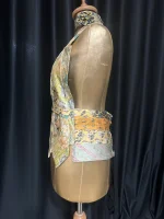 Handmade Upcycled Corset-Back Halter Vest Top & Choker - Image 4