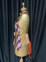 Handmade Upcycled Corset-Back Halter Vest Top & Choker - Image 7