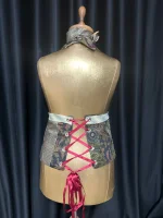 Handmade Upcycled Tie Halter Vest Top & Choker - Image 13