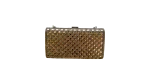 Rhinestone Studded Metallic Evening Clutch Bag