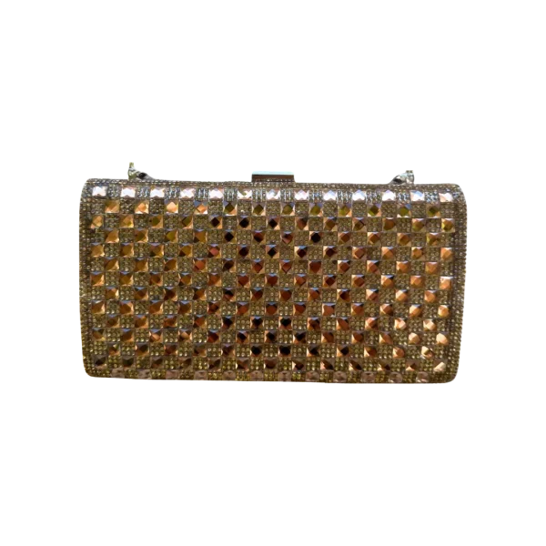 Rhinestone Studded Metallic Evening Clutch Bag