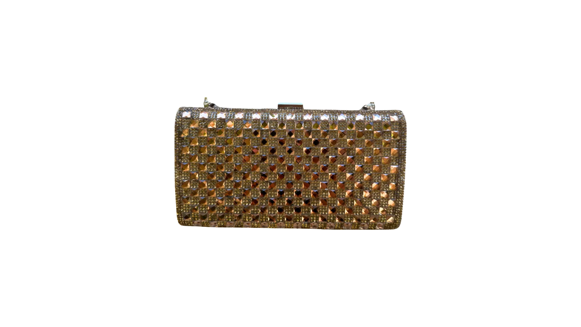 235 336 Rhinestone Studded Metallic Evening Clutch Bag - Image 1