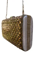 Rhinestone Studded Metallic Evening Clutch Bag - Image 4