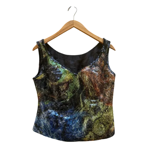 Y2K Abstract Swirl Sequin Cupped Tank Top