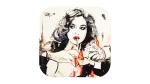 Smoking Woman Illustration Coaster