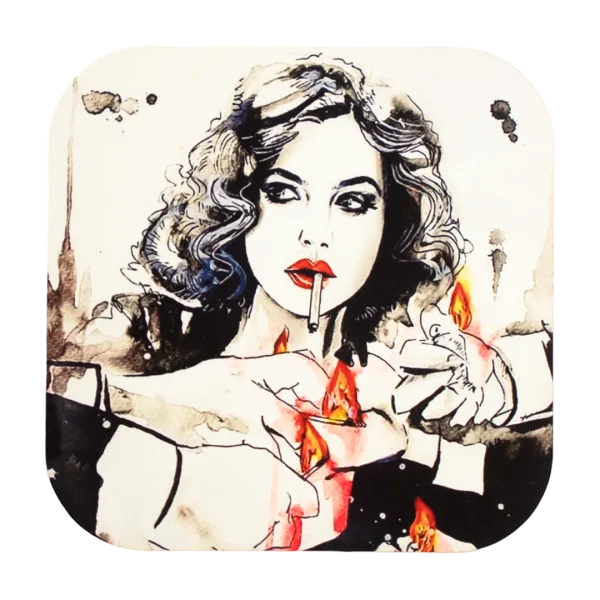 Smoking Woman Illustration Coaster
