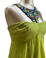 BCBG Maxazria Y2K Beaded Halter Layered Silk Dress - Image 4
