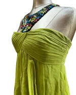 BCBG Maxazria Y2K Beaded Halter Layered Silk Dress - Image 5
