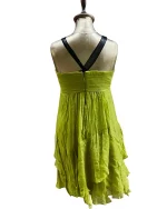 BCBG Maxazria Y2K Beaded Halter Layered Silk Dress - Image 7