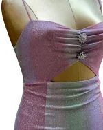 Pomelo Pastel Glitter Cut-Out Mini Dress - Image 3