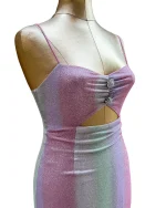 Pomelo Pastel Glitter Cut-Out Mini Dress - Image 4