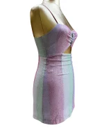 Pomelo Pastel Glitter Cut-Out Mini Dress - Image 6