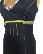 Y2K Cache Cache Black Layered Dress with Floral Ruffle Hem - Image 3