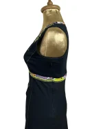 Y2K Cache Cache Black Layered Dress with Floral Ruffle Hem - Image 5