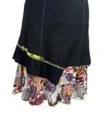 Y2K Cache Cache Black Layered Dress with Floral Ruffle Hem - Image 7