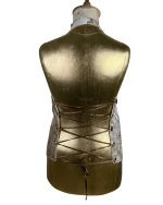 Handmade Upcycled Necktie Halter Vest Top with Corset Back & Choker - Image 11