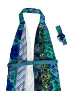 Handmade Upcycled Necktie Halter Vest Top with Corset Back & Choker - Image 7