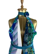 Handmade Upcycled Necktie Halter Vest Top with Corset Back & Choker - Image 8