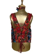 Handmade Upcycled Halter Corset-Back Vest Top & Choker - Image 8