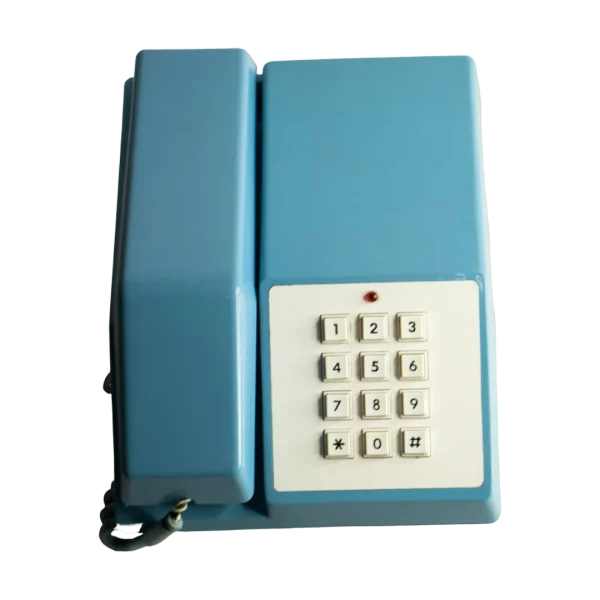 Blue Corded Push-Button Telephone
