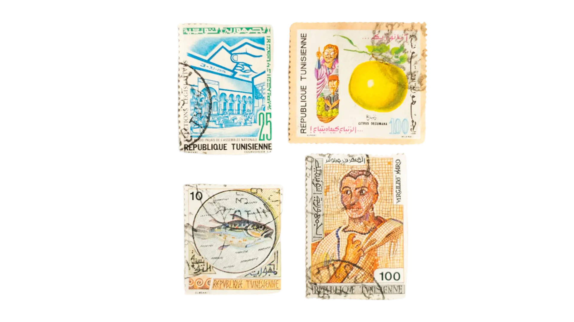 72 DSC00166 72 Lot of 4 Tunisian Stamps - Image 1
