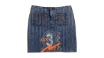 Y2K Striped Denim Graphic Skirt w/ front pockets