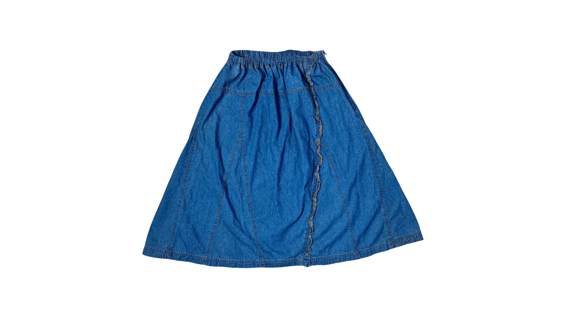 FNK194 North Style Denim A-Line Midi Skirt - Image 1