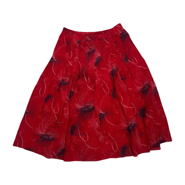 Red Pleated Satin-Lined Skirt