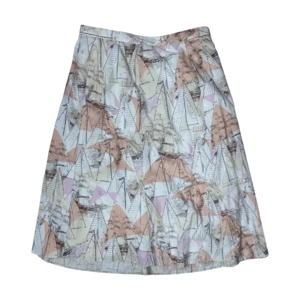 Pastel A-Line Sailboat Print Midi Skirt