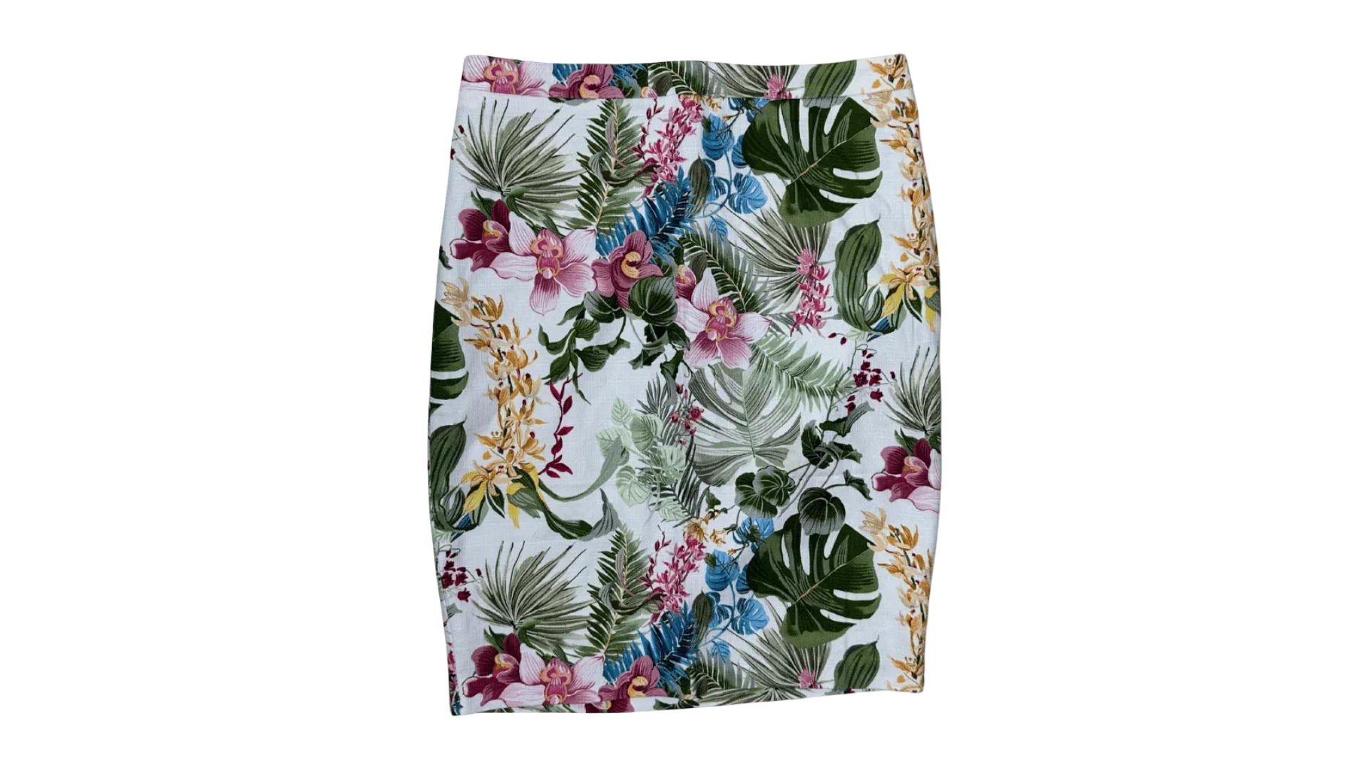 FNK205 Tropical Floral Print Pencil Skirt - Image 1