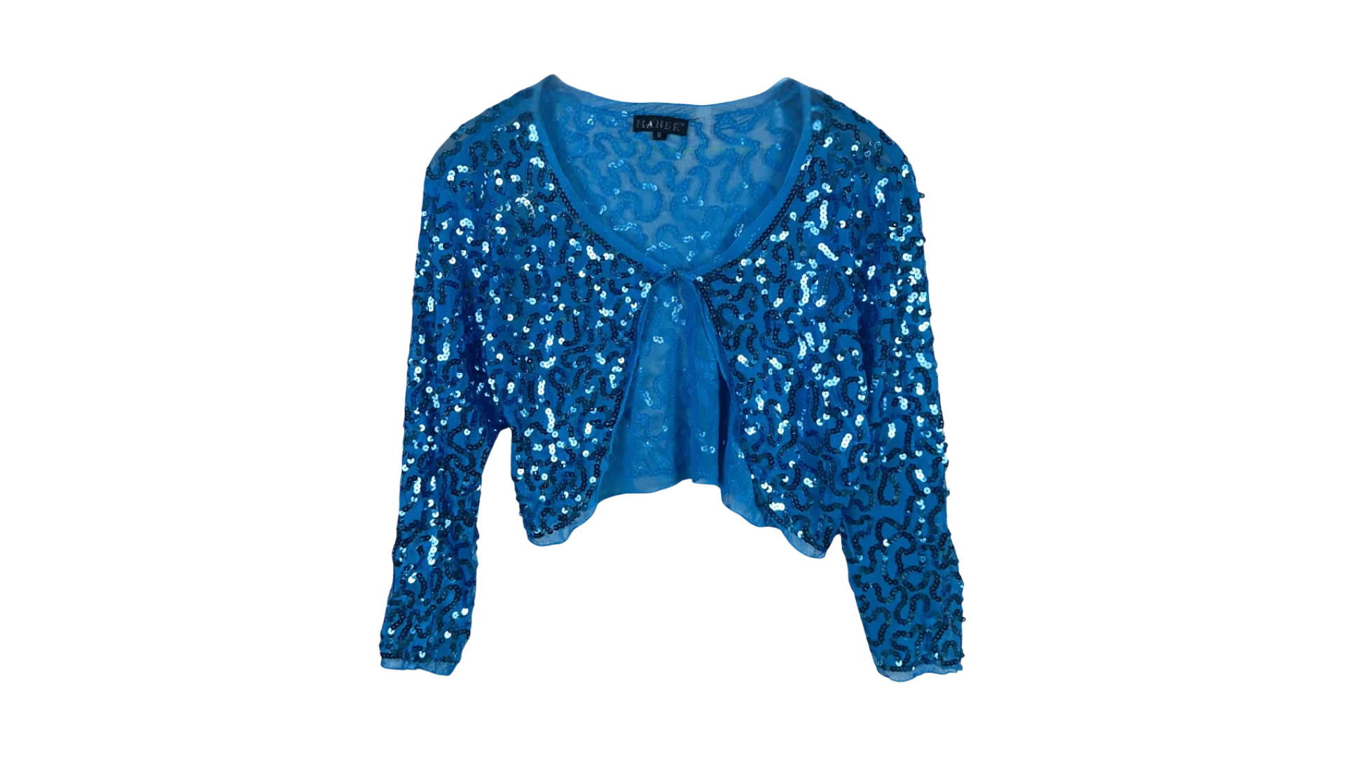 FNK208 Y2K Electric Blue Sequin Cardigan - Image 1