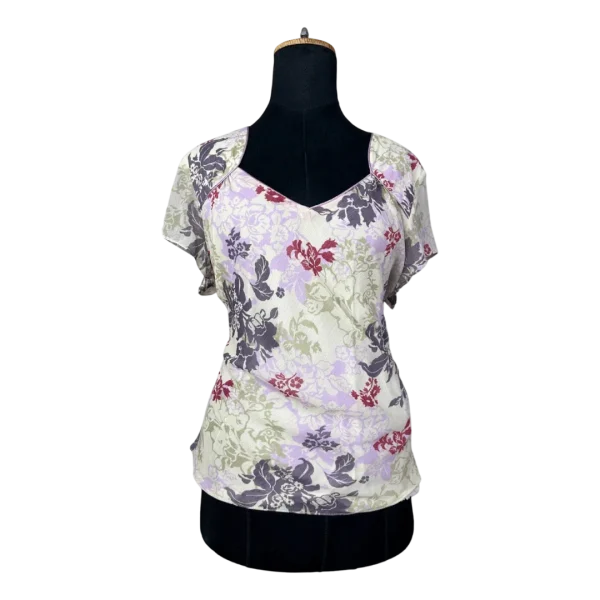 Y2K Pastel Floral Tie-Back Blouse