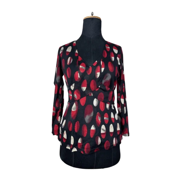2000s Abstract Print Wrap-Style Fitted Top