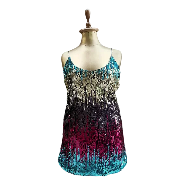 Multicolor Ombre Sequin Mini Dress