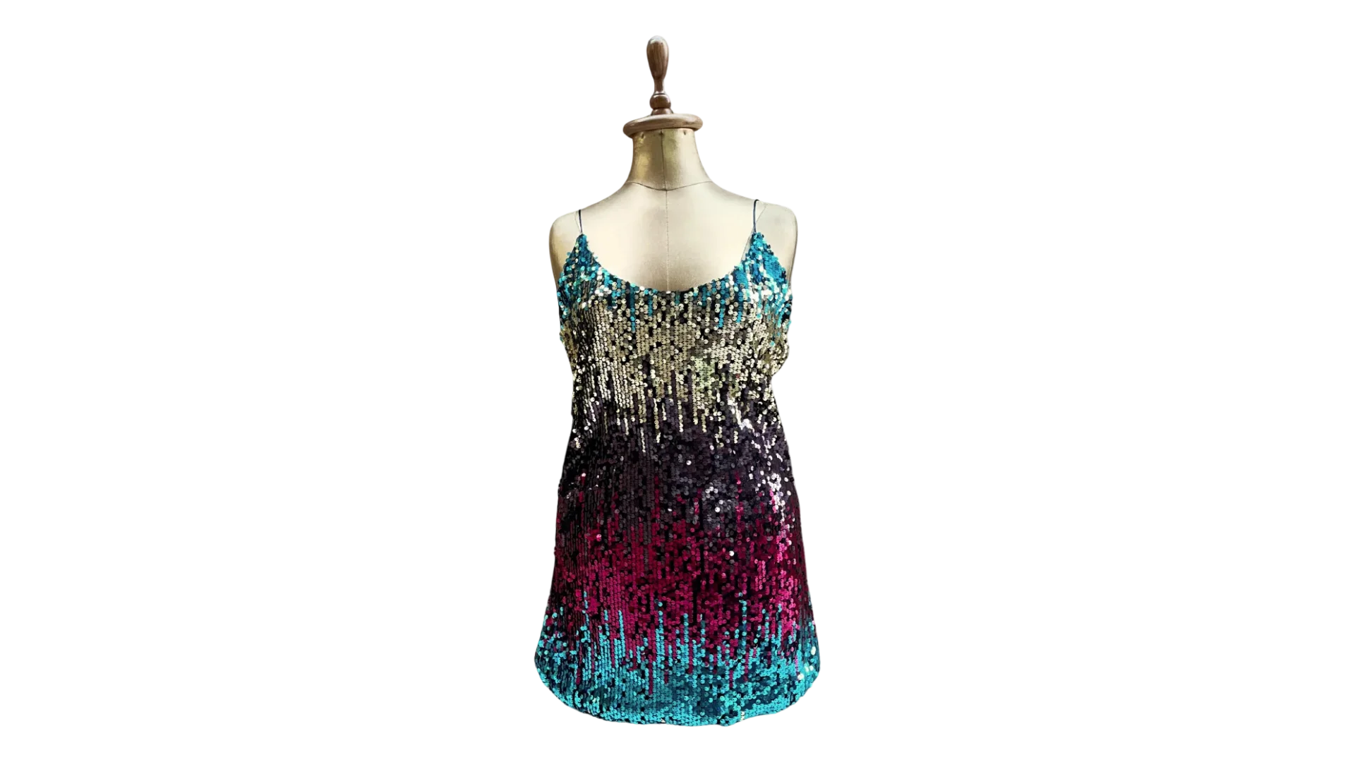 FNK224 Multicolor Ombre Sequin Mini Dress - Image 1