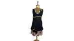 Y2K Cache Cache Black Layered Dress with Floral Ruffle Hem