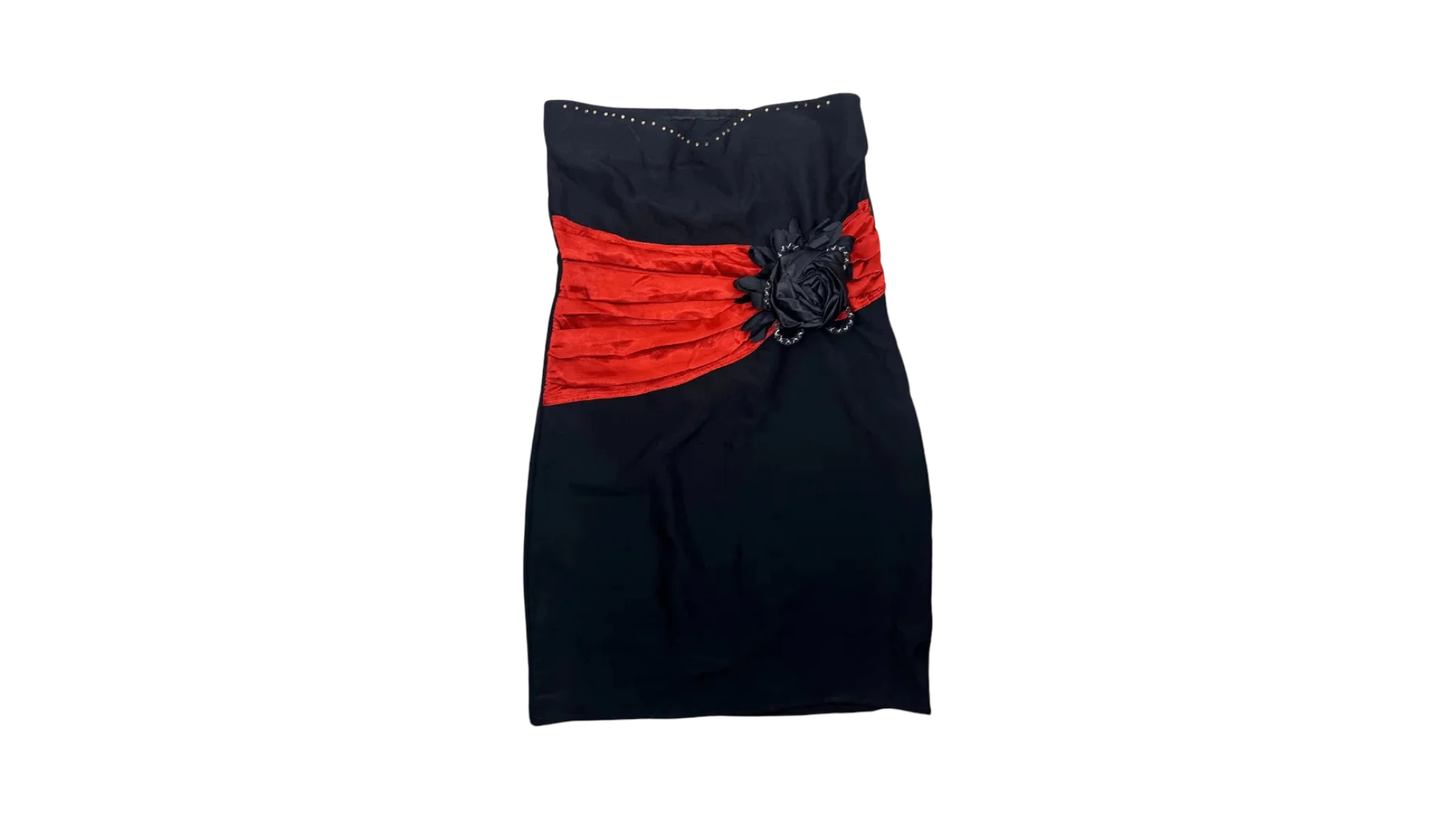 FNK231 80s Strapless Gothic Style Cocktail Dress - Image 1