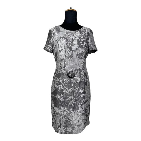 Caroline Biss Floral Brocade Midi Dress with Waist Detail