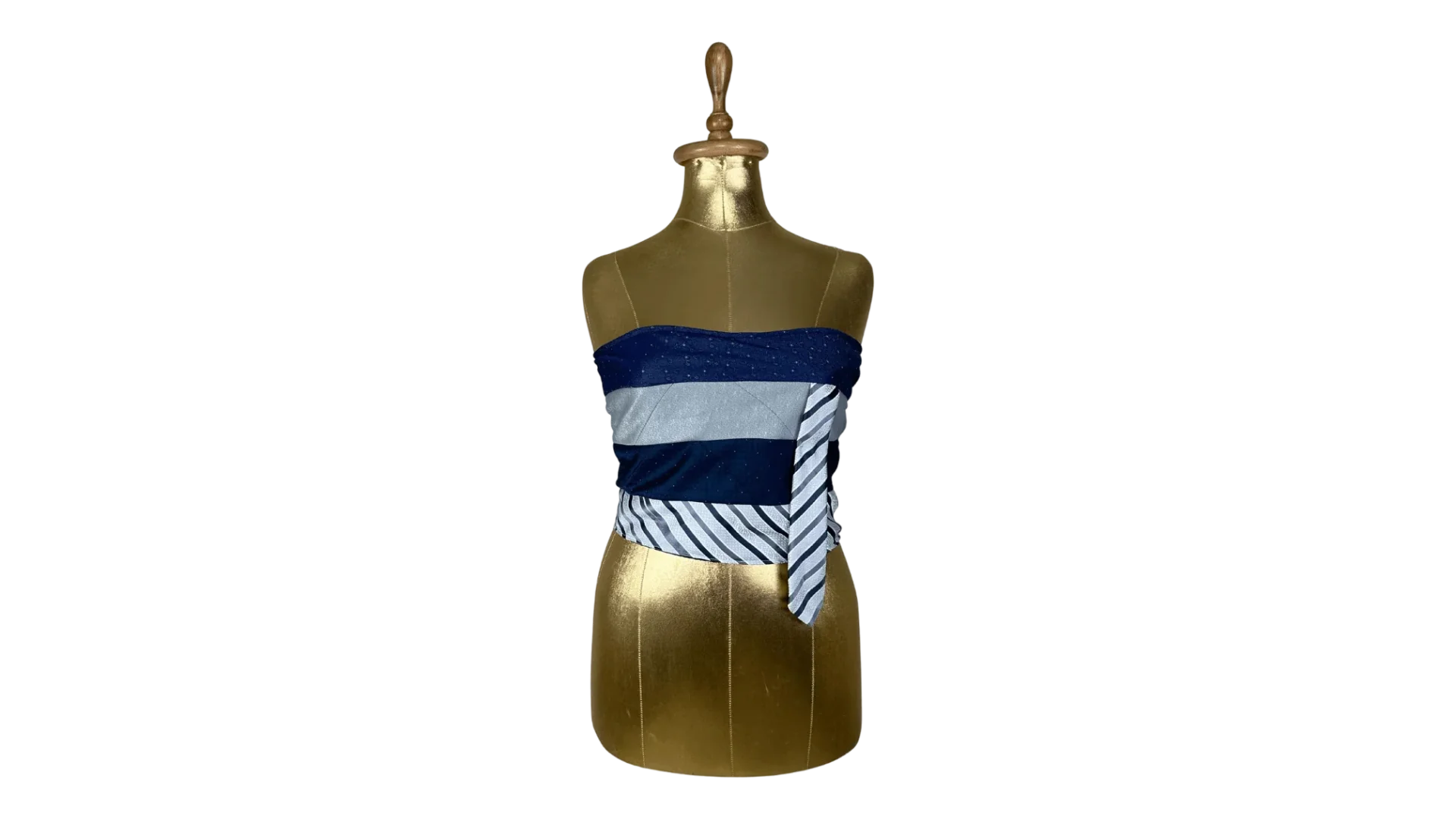 FNK233 Handmade Upcycled Tie Tube Top - Image 1