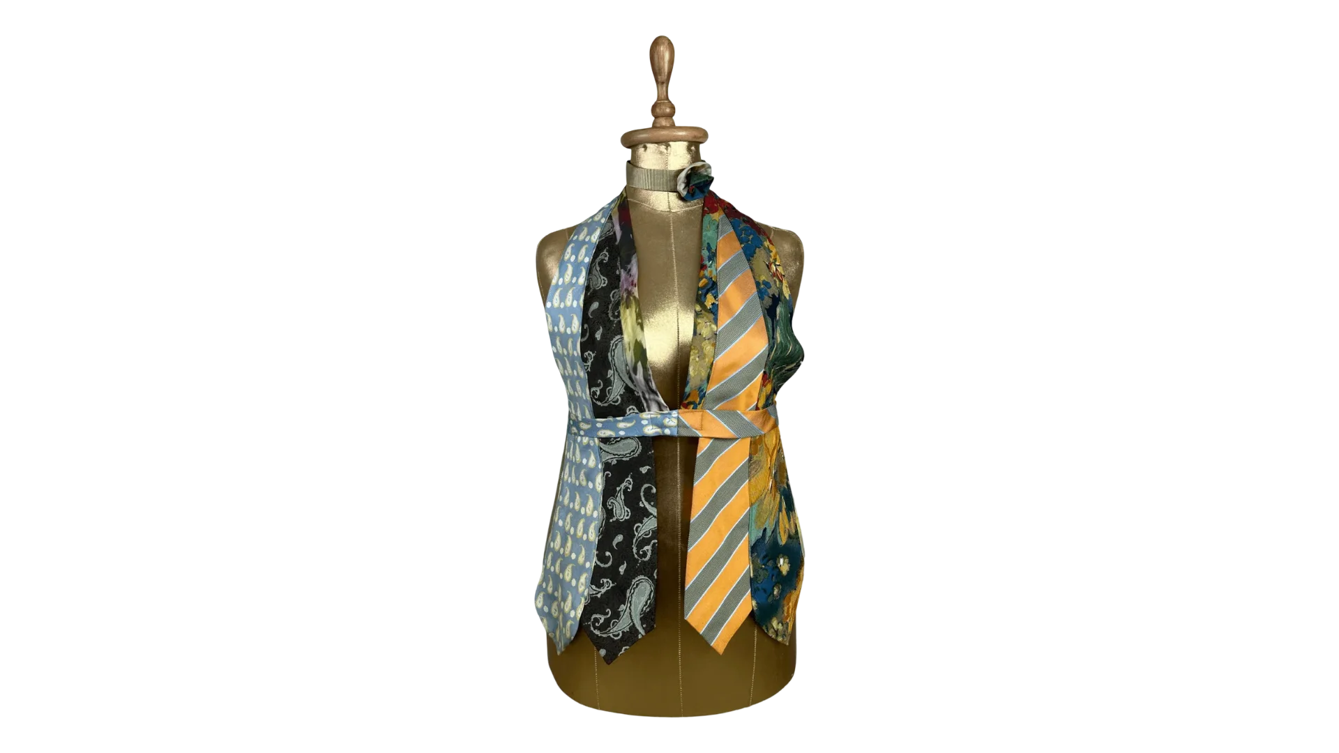 FNK237 Handmade Upcycled Tie Vest Top with Choker - Image 1