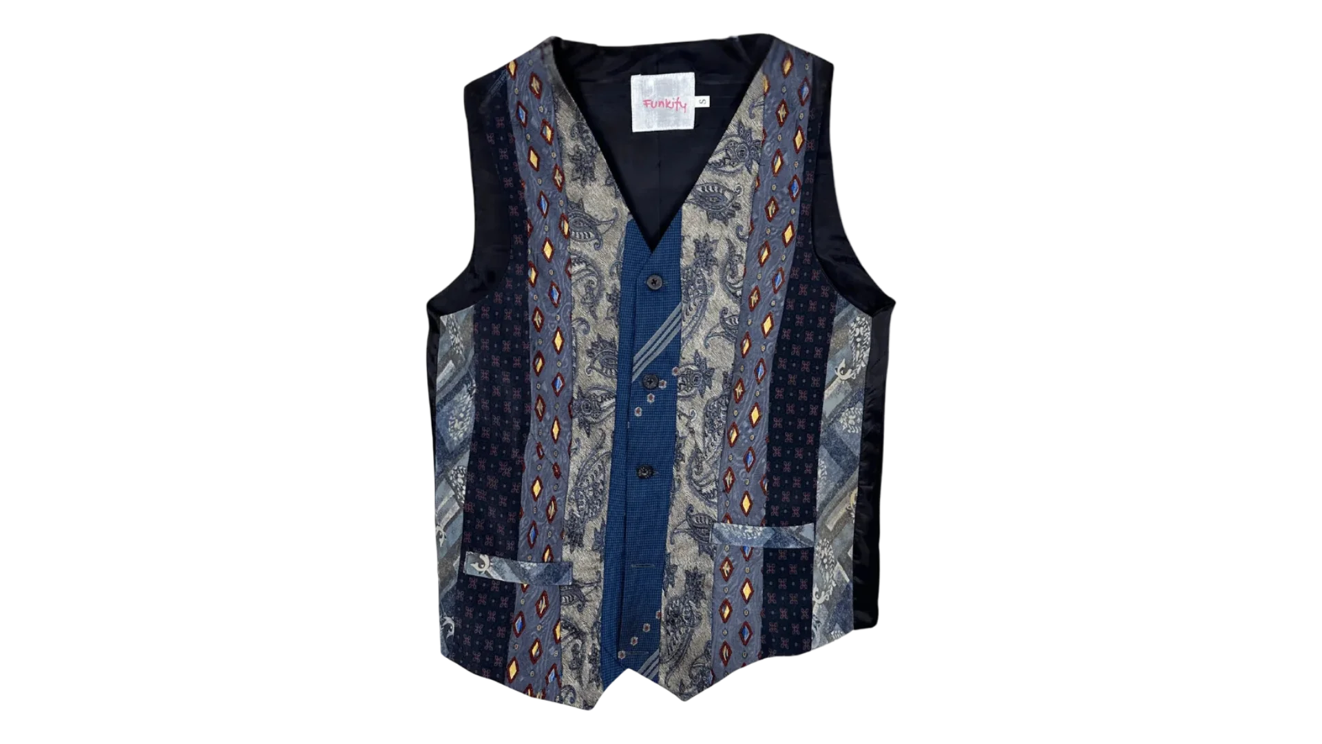 FNK241 Retied Upcycled Neckties Vest - Image 1