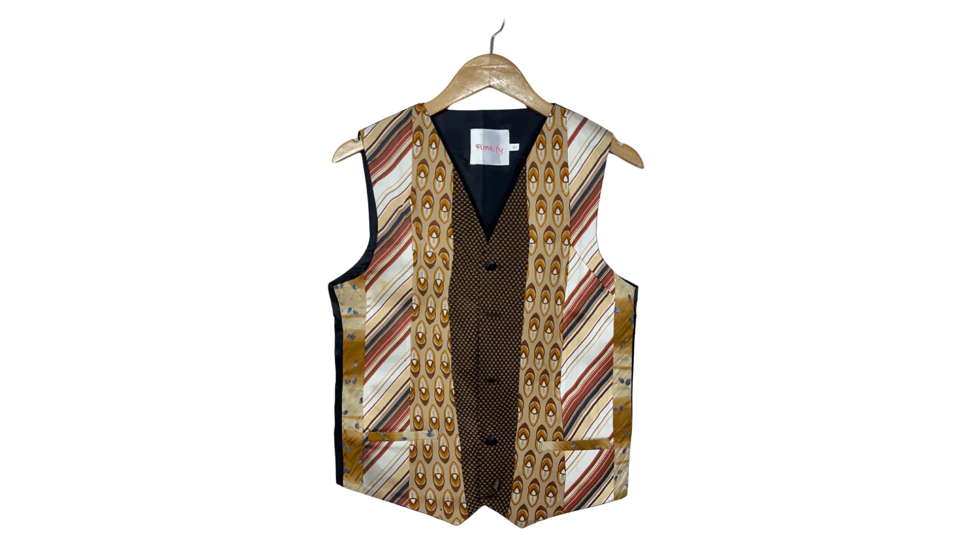 FNK243 Retied Unisex Upcycled Neckties Vest - Image 1