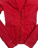 Y2K Bella Sigma Red Lace Up Corset Blouse - Image 2