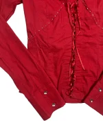Y2K Bella Sigma Red Lace Up Corset Blouse - Image 3