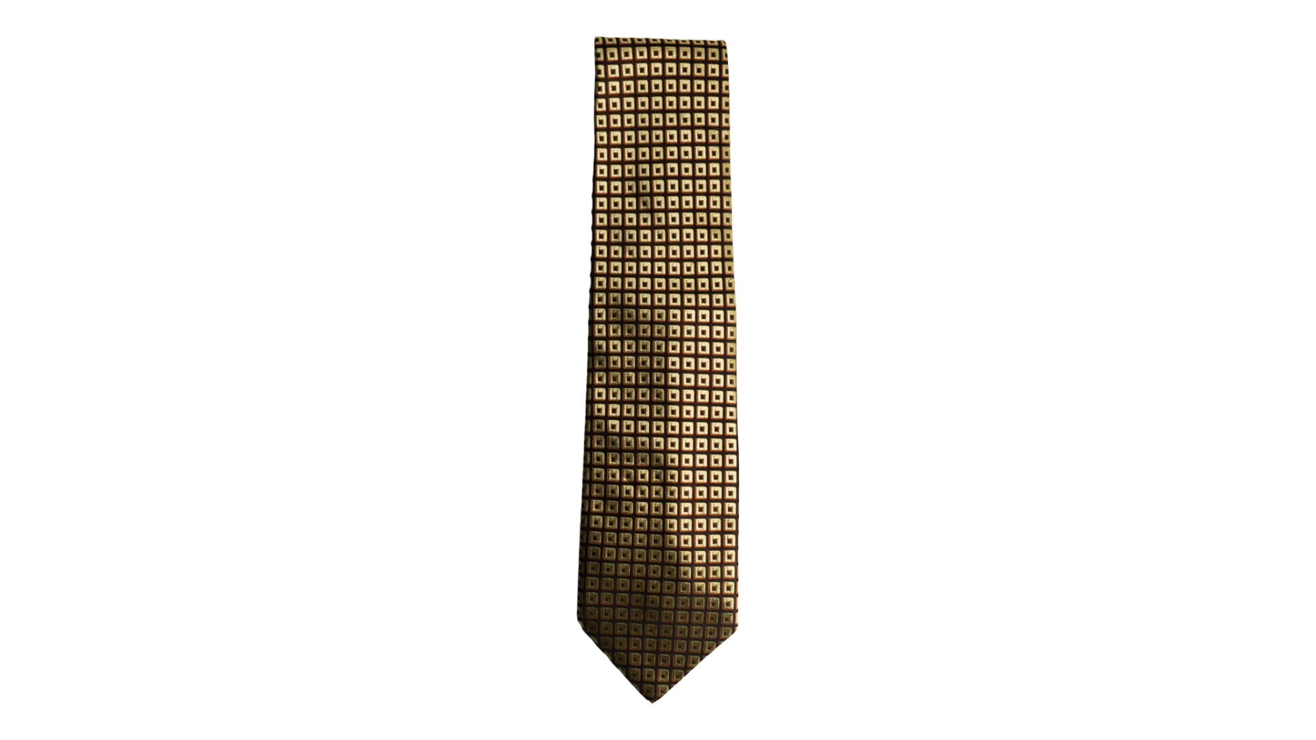 103 DSC08953 103 Dunhill Brown Cream Square-Pattern Silk Necktie - Image 1