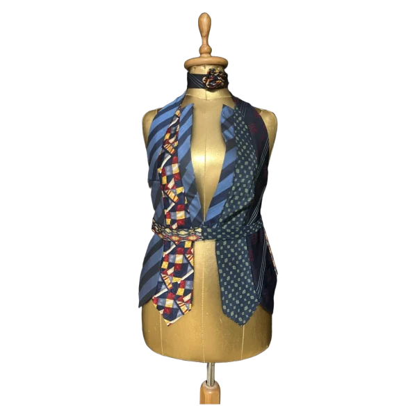 Handmade Upcycled Tie Halter Vest Top & Choker